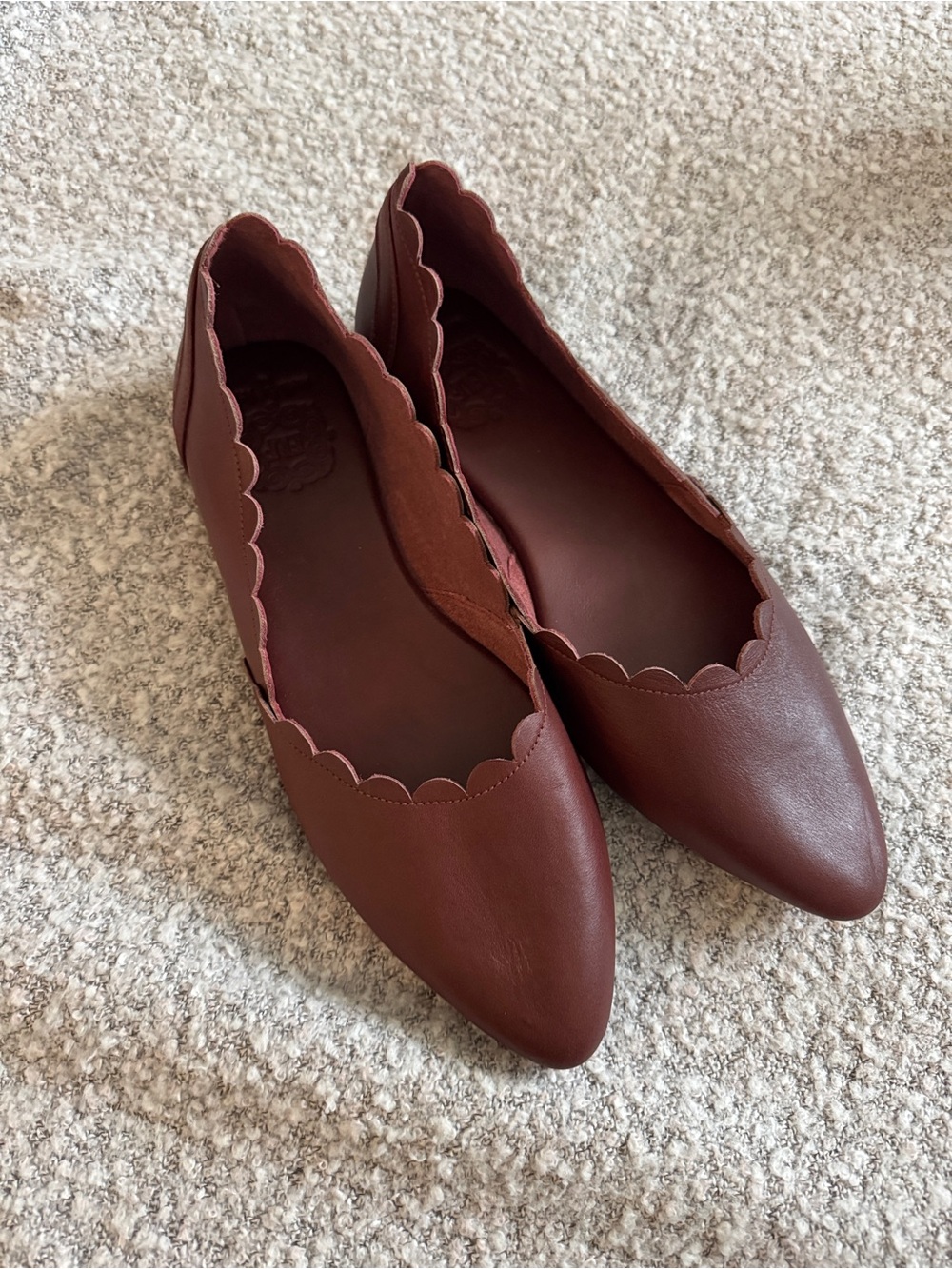BaliElf Made by Hand Valentina Scalloped Pointed Toe Flats | Vintage Brown | 11